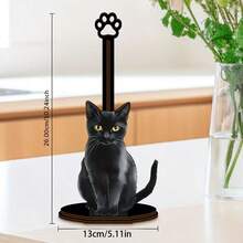 Black Cat Design Kitchen Towel Rack, Wooden Kitchen Towel Rack, Single-Layer Fabric Towel Rack, Vertical Kitchen Towel Rack, Countertop Towel & Wrap Organizer, Desktop Towel Rack, Towel & Cling Film Roll Holder - Multicolor - View 8