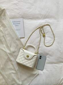 Luxury Niche Rhombus Chain Mini Handbag, New Fashion Women's Bag, Elegant Shoulder & Crossbody Bag - Beige - View 9