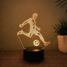 1pc 3D Football Night Light, Creative Sports Design, Gift For Football Fans, Touch Control 7-Color Changing, Room Decor, Birthday/Holiday Gift, Party Decoration - Multicolor - View 3