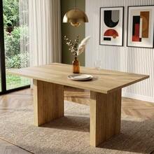 Extendable Dining Table 140/200 X 90 Cm, Suitable For 6-8 People, Rectangular Tabletop, Reinforced Tabletop, Simple Style Extendable Dining Table, Oak Color. - 駝色 - 查看 4