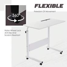 GRANDMA SHARK 80 * 40 Cm Laptop Table For Sofa Or Bed, Laptop Desk, Standing Height Adjustable Computer Desk, Portable Side Table, Bed Table, Sofa Table (White) - 80 * 40 cm - White - View 5