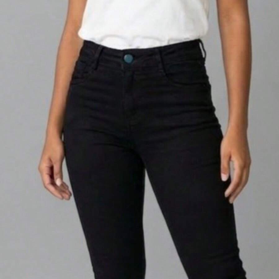 Women's White Jeans With Elastane - Black - View 1
