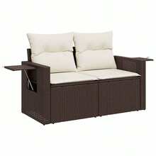 vidaXL Salon de jardin avec coussins 5 pcs marron résine tressée - A - Voir 4