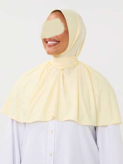 1pc Hijab Cap, Women's Middle Eastern Arabic Dubai Turkish Muslim Solid Color Classic Minimalist Casual Elegant Humble Modal Silk Soft Breathable Comfortable Long Brim 2-In-1 Scarf Turban Hijab Cap, Suitable For Daily Life, Festivals, Gatherings, Worship
