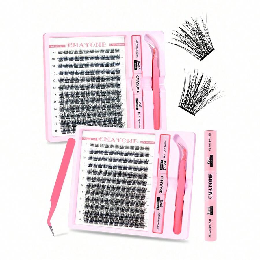 144pcs D-Curl 9-16mm Length Individual Eyelash Curler, DIY Eyelash Curler With Slim Long Handle, Includes Eyelash Glue And Sealant, Eyelash Curler Set