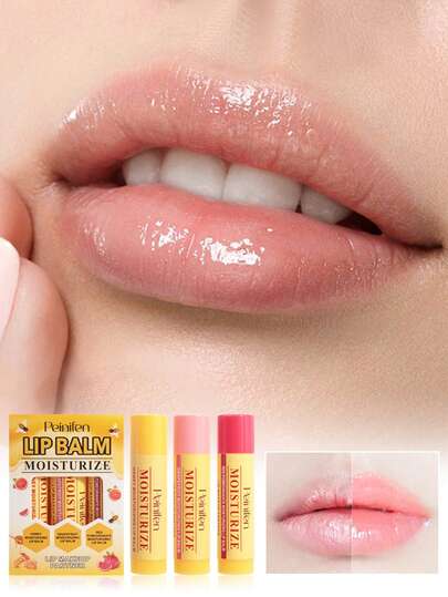 3pcs Fruit Changing Color Lip Balm, Nourishing Lip Care Set