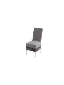 1pc Gray Ruffle Skirt Stretch Dining Chair Cover, Removable Washable Anti-Dust Slipcover, Jacquard Textured Chair Protector For Home & Banquet Decor - Grey - View 13