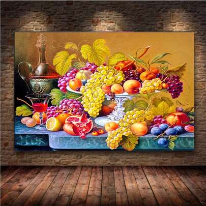 5D Diamond Painting Kit - Bountiful Fruits, Full Drill Round Diamond Painting, Home Decor Handcraft