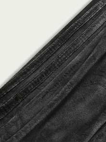 Black Velvet Tracksuit For Women, Zipped Sweatshirt, Fixed Hood, Zipper, With Drawstrings, 2 Pockets, Sweatpants, Loose And Very Comfortable, Elastic Waist, 2 Pockets, Sporty - Black - View 5