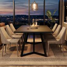 LITTLE TREE Modern Black Dining Table, 4-6 Seater Rectangular Kitchen Table With Durable Metal Frame For Family Use - Black - View 4