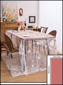 1/2 chiếc khăn trải bàn ren jacquard thêu hoa màu trắng, chất liệu hơi trong suốt, phong cách trang trại cổ điển, thích hợp cho gia đình, nhà bếp, các buổi họp mặt ngày lễ, đám cưới, sinh nhật, tiệc tùng, mọi mùa. - trắng - Xem 13