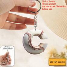 Llavero acrílico con diseño plano 2D de letra de béisbol, llavero y regalo de jugador y fanático de béisbol, colgante de bolso, decoración de llaves, regalo perfecto - Llavero con letras de béisbol - Ver 31