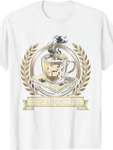 Coffee And Crossword Puzzle T-Shirt For Retirees - White - View 1