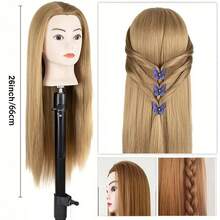 26 Inch Human Head Model With Hair, For Hairstyle Design Training, Beauty Doll Head Styling, Hair Braiding Practice - View 10
