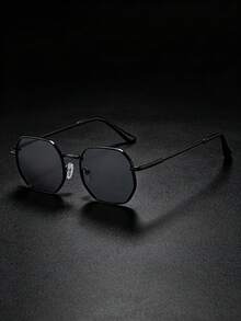 1pc Retro Solid Color Metal Men's Casual Driving Fashion Glasses - Multicolor - View 3