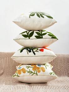 1件春夏花卉刺绣装饰枕套，17.7英寸*17.7英寸，不含枕芯 - 花卉3265 - 查看 4