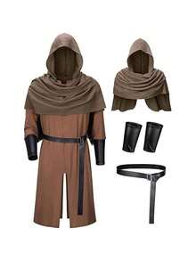 Men Cosplay Clothing - Black (robe + Shawl + Leather Arm Guards + Belt) - View 5