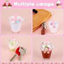 10pcs Mini Coffee Cup Keychain Set: Plastic Mini Coffee Cups With Lids, Suitable For Decorating Mini Houses And Making Ice Cream, Frappuccino Themed Furniture; Lids Can Be Opened - Multicolor - View 4