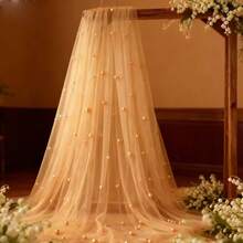 A Romantic Pearl Lace Table Runner For Wedding Arch Decoration, Bridal Shower Party Decor, Table Cloth For Reception Banquet, Ideal For Events, Embroidery, Wrinkle-Free, White Dessert Table - Champagne - View 9