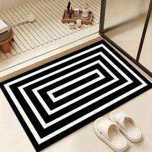 1pc Reversible Non-Slip Rubber Backing Machine Washable Indoor/Outdoor Mat - Black & White Striped Geometric Design With Paisley & Checkered Patterns, Durable Non-Woven Fabric & Rubber For Front Door, Porch, Balcony - Farmhouse Decor, Porch Decoration, Modern Aesthetic, Stable Outdoor Mat For Birthday Anniversaries, Valentine's Day, Thanksgiving, Christmas, Halloween, Wedding, New Year Gifts.Ideal Gifts For Her, Him, Family Members, Boyfriends, Girlfriends, Fathers, Mothers, Lovers, Daughters, Sons, Grandfathers, Grandmothers, Friends, Classmates, And Pets.Suitable For Car, Bedroom, Living Room, Office, Bedroom Decor, Indoor And Outdoor Decorative Mat, Fall Decor, Fall Decorations For Home, Christmas Party Theme Mat, Christmas Decor, Office Decoration. - trắng - Xem 1