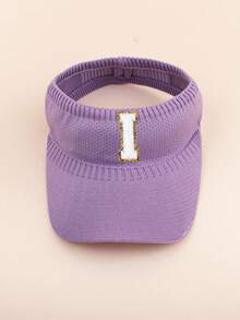 1pc A-Z Letter Embroidered Breathable Mesh Top Sun Hat, Toddler Girls Summer Beach Outdoor Sports UV Protection Cap - Purple - View 11
