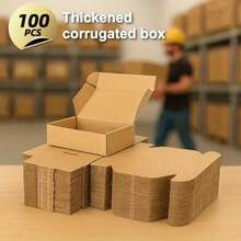 200/ 100pcs High-Strength Small Corrugated Mailing Boxes, Brown Corrugated Mailer Boxes, Triple Layer Extra Hard, Ideal For Wrapping Christmas Gifts, Halloween Gift Box, Post Boxes For Packaging, Mailing Boxes For Shipping - 100 PCS - View 2