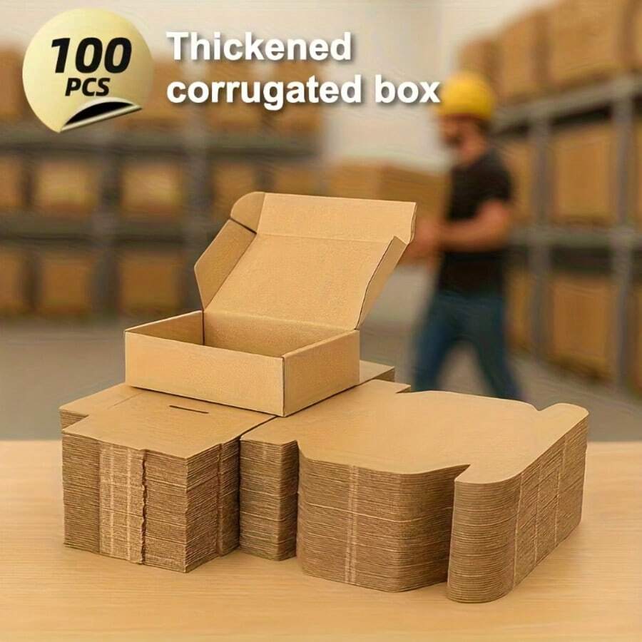 200/ 100pcs High-Strength Small Corrugated Mailing Boxes, Brown Corrugated Mailer Boxes, Triple Layer Extra Hard, Ideal For Wrapping Christmas Gifts, Halloween Gift Box, Post Boxes For Packaging, Mailing Boxes For Shipping