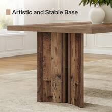 LITTLE TREE 160cm Farmhouse Rectangular Dining Table, 4-6 Seater Wooden Kitchen Table With Large Tabletop & Heavy Duty Legs For Home Dining Room - Mocha Brown - View 8