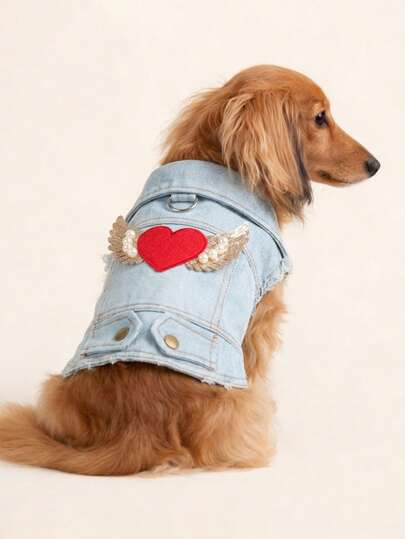 PETCIRCLE 1 bộ quần áo cho thú cưng, thiết kế hình trái tim thiên thần dễ thương dành cho chó nhỏ và chó con, thoải mái và thời trang.