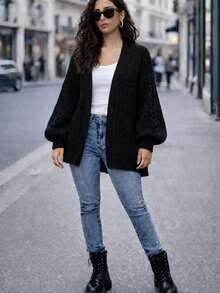 Casaco Tricot Sereno - Preto - Visão 1