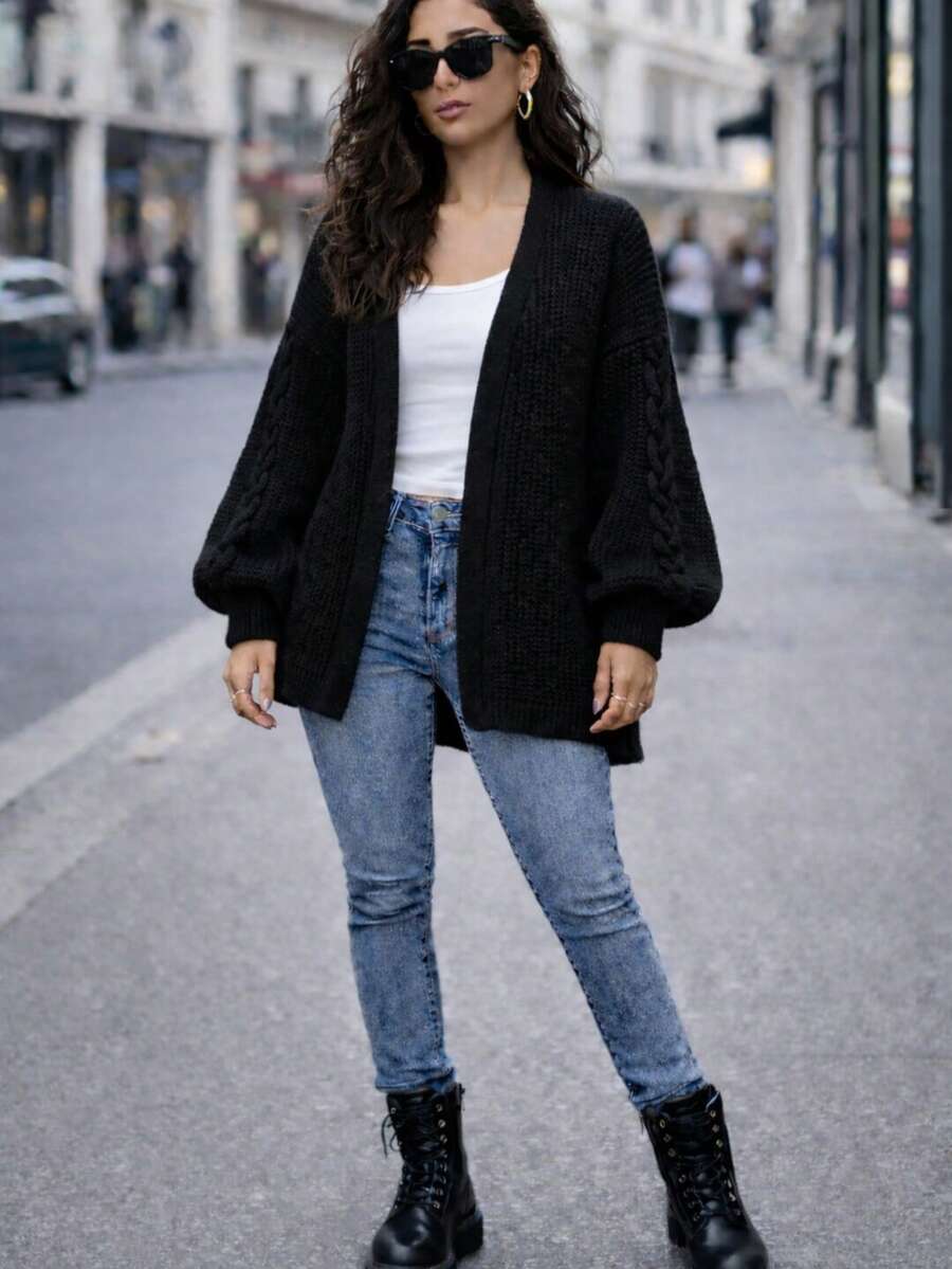 Casaco Tricot Sereno - Preto - Visão 1