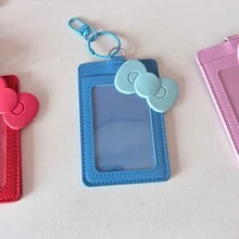 Bow Design PU Photocard Holder, Cute Idol ID Card Case With Detachable Keychain - Color - View 15