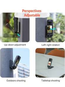 X3/X4/X5 口袋相機磁吸可折疊相機支架，中等磁力，僅適用於靜態與輕微騎行拍攝，不適用於劇烈顛簸運動，360°可調底座附防滑矽膠墊 - 查看 5