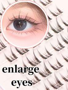 60pcs/Set No Glue Fairy Eyelashes, Korean Style, C Curl, 7-14mm Mixed Length, Self-Adhesive Design, Quick Makeup Application, Suitable For Beginners, Soft & Skin-Friendly, Reusable, Suitable For Daily, Commute, Date, Photography, Great Gift For Friends & Girlfriends - C - View 3