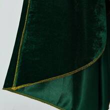 Deep Green Velvet Wizard Robe, Vintage Gold-Trimmed Cloak, Halloween Vampire Count Cosplay Costume, Medieval Retro Cape, Gothic Stage Performance Outfit, Mysterious Wizard Long Cloak, Unique Dark Style Outfit, Fashion Item For Holiday Party, Stylish Stage Performance - Green - View 5