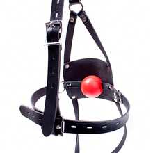 Y-Shape Restraint Leather Mouth Masks SM Strap-On Mouth Gag SM Breathable Bondage Ball Adult Fetish Sex Toys - Black - View 7