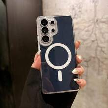 适用于三星 Galaxy A06、A16A、A26、A36、A56、A07、A57、S26 Ultra、S25、S24、S23、S22 Plus FE 的磁吸充电手机壳，亚克力防摔超薄保护套 - 藍色 - 查看 3