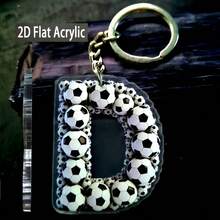 2D Acrylic Flat Football Letter Keychain, Designed For Football Players And Fans, Suitable For Football Themed Party Gifts, Souvenirs, Bag Charms, Training And Match Key Accessories - Football-themed Letter Keychain 01 - View 10