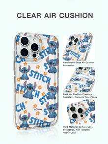 Capa de celular transparente com design criativo e proteção direcional, à prova de choque, feita de TPU macio e com estampa do Stitch, licenciada oficialmente pela Disney. Compatível com iPhone 17/Air/16 15 14 13 12 11/17 Pro Max e com amortecimento de ar espesso. - Claro - Ver 2