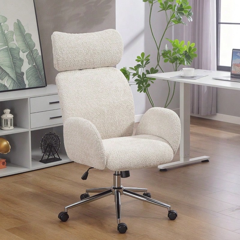 Ergonomic Office Chair With Adjustable Headrest, Tilt Function, Adjustable Height, Grey And White. - Light Grey - View 1