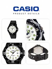 Casio Women's Contrast Diver Watch LRW-200H-7E1 Black Resin Women White Luminous Dot Dial Round Wristwatch Date 100M Waterproof – Sharp Two-Tone Sport Edge for Gym Streetwear Outdoor Training Cool Gift for Active Girls - 白色 - 查看 7