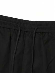 Pantalones cargo deportivos americanos con rayas blancas laterales, para hombres, con estampado de letras, de múltiples bolsillos, rectos y holgados de uso casual - Negro - Ver 7