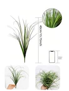 10株仿真植物，仿真灌木小麦草绿植，仿真绿色茎秆户外植物，适用于家居装饰，仿真草坪植物，适用于室内外装饰，家居装饰，花瓶装饰，花园装饰 - 綠色 - 查看 6