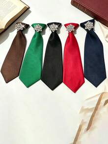1pc Women's Tie With A Flower On The Chest, Adorned With Snowflake Gemstones, Accessories, Gemstones, Casual, Outdoor - Bow Tie - View 3