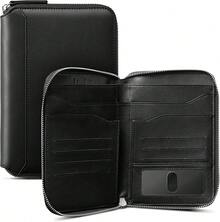 - Organizador de Viaje Familiar, Funda de Piel con Cierre para 4-8 Pasaportes y Documentos, Color Negro, Diseño Minimalista - Negro - Ver 8