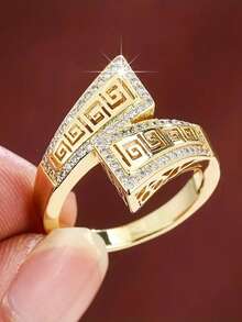 1 pieza Anillo con piedra de circonita cúbica romántica, adecuado para mujeres, ideal para boda, compromiso, fiesta de aniversario, regalo del Día de San Valentín - 1# - Ver 7