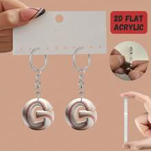 Llavero acrílico con diseño plano 2D de letra de béisbol, llavero y regalo de jugador y fanático de béisbol, colgante de bolso, decoración de llaves, regalo perfecto - Llavero con letras de béisbol - Ver 12