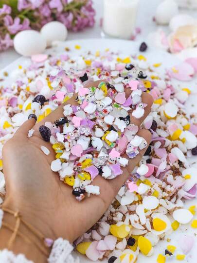 100 keping Manik Hiasan Kartun, Hiasan Resin Haiwan 3D Comel, Aksesori Sarung Telefon DIY