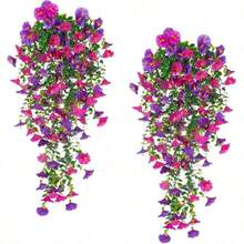 2 Bundles Artificial Hanging Morning Glory, Artificial Flowers, Fake Flowers, Artificial Plants, Hanging Morning Glory, Artificial Morning Glory, Hanging Flower Bouquets, Hanging Flowers, Decorative Flowers, Floral Decoration, Plastic Artificial Flowers, Artificial Flora, Hanging Flowers, Balcony Decoration Flowers, Vine Flower Bouquets, Artificial Greenery, Vine Decoration, Drooping Flowers, Wedding Arrangement Flowers, Holiday Decoration Flowers, Valentine's Day Decoration, Spring Festival Decoration, Christmas Decoration, Birthday Party Decoration, Wedding Arch Decoration, Stage Arrangement Flowers, Coffee Shop Decoration - Multicolor - View 9