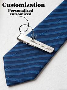 Custom Men's Wedding Tie Clip, Personalized Tie Clip, Stainless Steel Material, Customizable Engraving, Minimalist Wedding Accessory - Multicolor - View 3